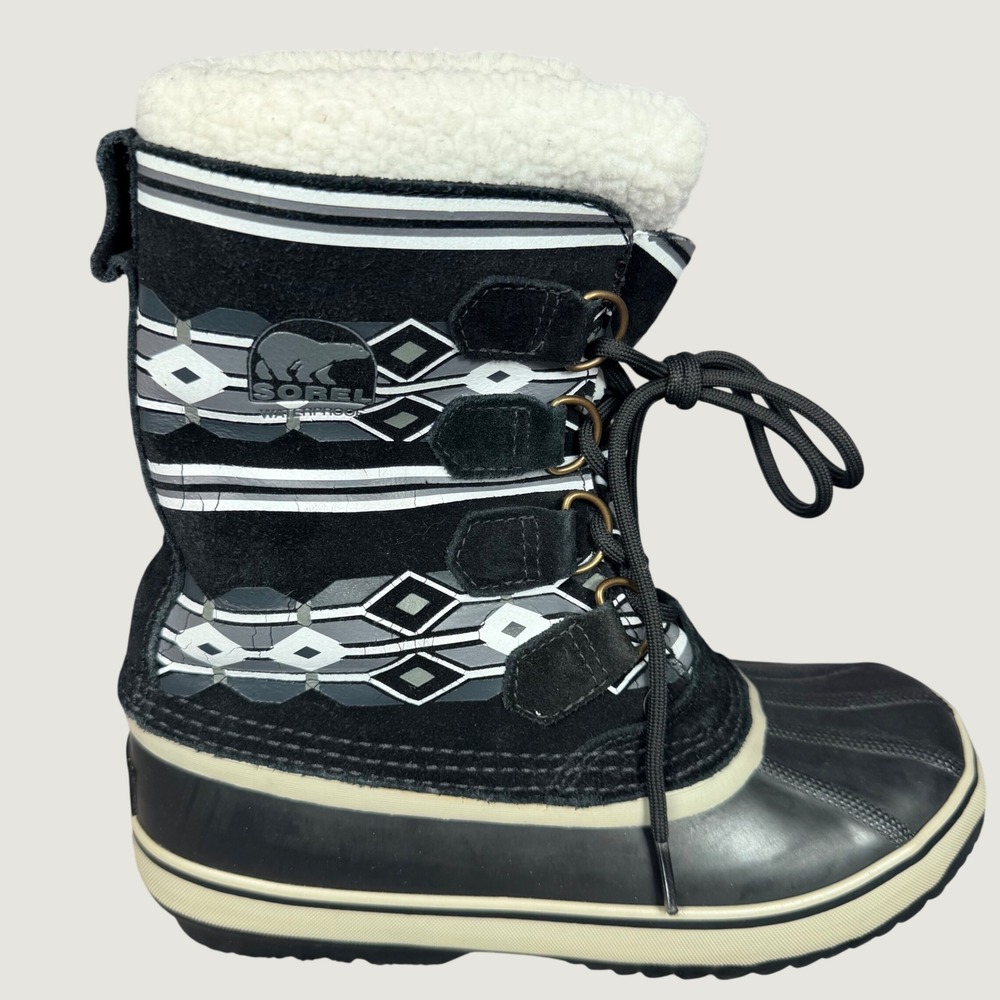 Sorel 8 Winter Carnival Boots Black White Geometric Aztec Waterproof NL1715-010